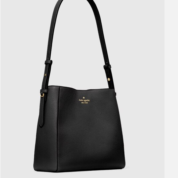 New Kate Spade Juliette Medium Bucket Pebble Leather Black - Picture 3 of 4